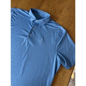 Johnnie O Shirt Mens XLarge Blue Polka Dot Performance Golf Polo Casual Preppy